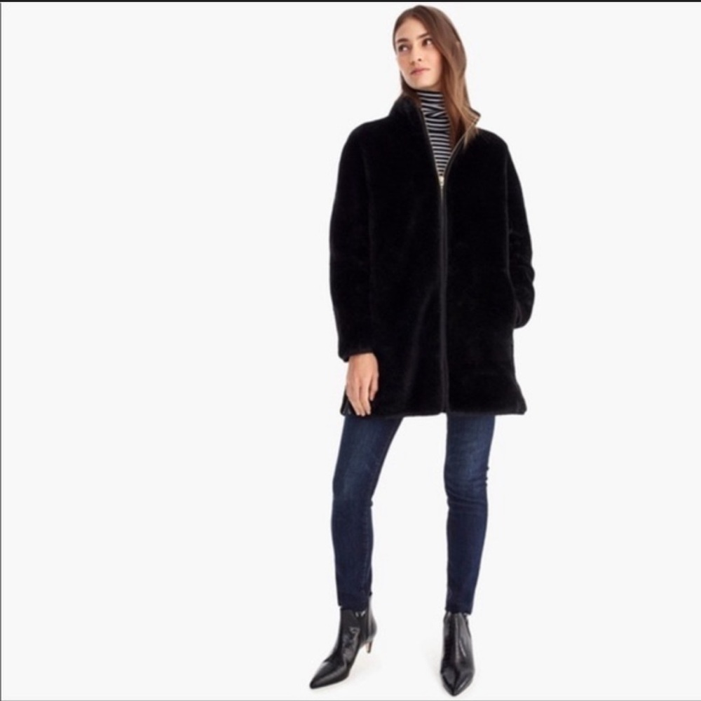 J.Crew Factory black teddy coat jacket size XS - Picture 2 of 5
